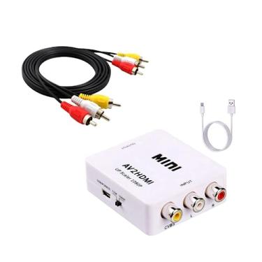 Imagem de Conversor HDMI para RCA, HDMI para AV, 1080p HDMI Mini RCA adaptador conversor de áudio e vídeo compatível com PAL/NTSC para PC, laptop, Xbox, PS4, PS3, TV, STB, VHS, VCR e DVD + Cabo
