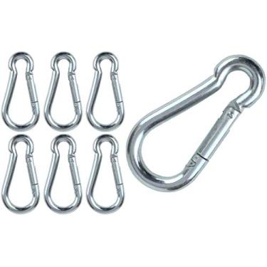 Imagem de Pacote com 7 ganchos de pressão sólidos para acessórios de cabo de máquina de exercícios em casa e academia, ganchos de pressão de mola de aço inoxidável de 7,6 cm, clipes de mosquetão resistentes