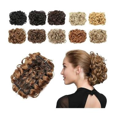 Imagem de Mulheres Bun Scrunchies Pente Clipe em extensão de cabelo cacheado bagunçado ondulado coque cacheado extensões de rabo de cavalo chignon sintético com presilhas para mulheres uso diário em festas Pão