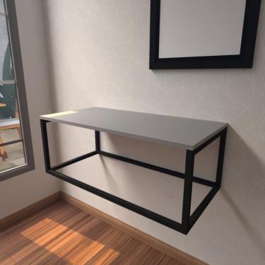 Imagem de Aparador Industrial Cinza Moderno Cantinho Café Escritorio Simples Bancada Suspensa