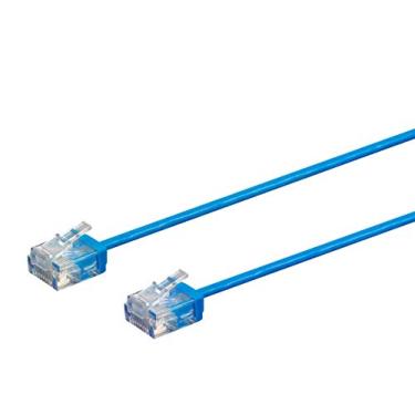 Imagem de Monoprice Cabo Ethernet Cat6 – 1,5 m – Azul | trançado, 550 MHz, UTP, fio de cobre puro e desencapado, 32 AWG – Série Micro SlimRun