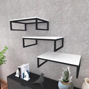 Imagem de Kit Com 3 Prateleira Industrial Estante Parede Nicho Branco Cozinha Escritorio Sala Quarto Infantil