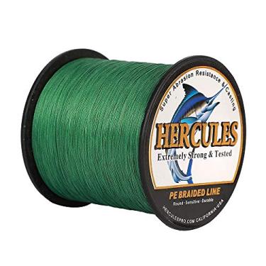 Imagem de Hercules Linha de pesca trançada super forte 4 fios super econômico de 1,8 kg a 2,3 kg Teste para água salgada, 109/328 / 547/1094 jardas (100 m / 300 m / 500 m / 1000 m), Diam# 0,08 mm - 0,55 mm Verde, 15LB(6.8KG)-0.16MM-1094YDS(1000M)