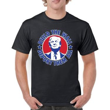 Imagem de Camiseta masculina Donald Trump 2024 Build The Wall Deport Them All MAGA America First FJB Republican President 47, Preto, 4G