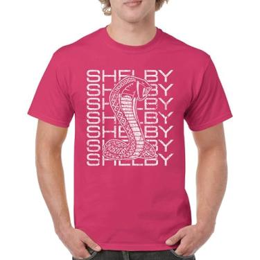 Imagem de Camiseta masculina vintage Stacked Shelby Cobra American Classic Racing Mustang GT500 Performance Powered by Ford, Rosa choque, M