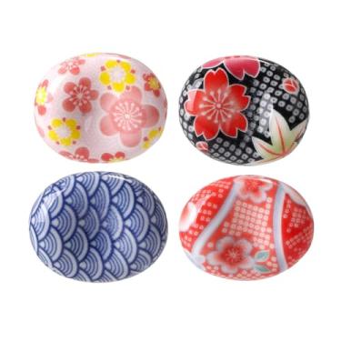 Imagem de Pokinge Suporte de pauzinhos de cerâmica para descanso de pauzinhos com estilo japonês pintado à mão floral colher suporte de garfo para jantar