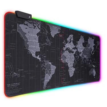Imagem de CHONCHOW Mouse Pad RGB para Jogos, Tapete de Mouse Extra Grande com 14 Modos de Iluminação, À Prova D'água, Antiderrapante, Fibra Sintética, Borracha, X-Large, Mapa