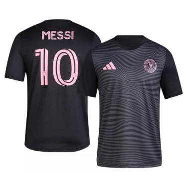 Imagem de adidas Camiseta masculina Lionel Messi Inter Miami CF #10 com nome e número do jogador, Preto, P