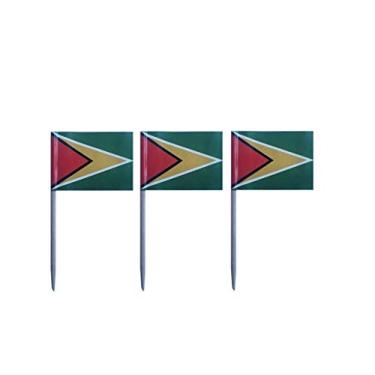 Imagem de CYPS 100 Pçs Bandeira da Guiana Bandeiras de palito de dente da Guiana, Pequeno Mini Stick Toppers Cupcake Bandeiras Inglaterra, Country Picks Decoração de Festa Celebração Coquetel Comida Bar