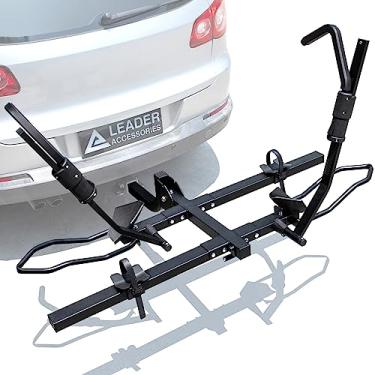 Imagem de Leader Accessories Suporte de engate para bicicleta de fixação de pneu para 2 bicicletas, suporte dobrável para carros, caminhões, SUV e minivans com receptor de engate de 5 cm