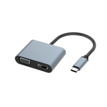 Imagem de XUNCHAO Cabo adaptador 2 em 1 tipo C para HDMI-compatível/VGA 4K/1080p imagens HD tipo-c/conector de hub USB para projetor de computador TV