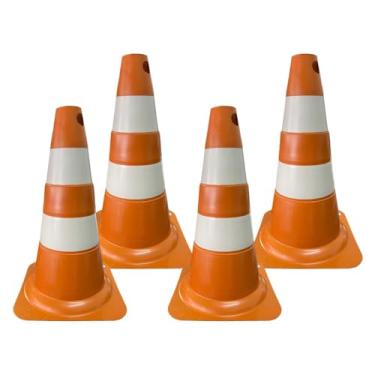 Imagem de Kit 4 Cone de Sinalização para Trânsito Estacionamento EPI Segurança Laranja e Branco
