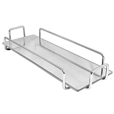 Imagem de Bandeja De Vidro Retangular Espelhada Para Decoração Casa Cromado, Nacional, Organize