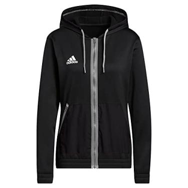 Imagem de adidas Moletom feminino com capuz Team Issue com zíper completo, preto, tamanho G