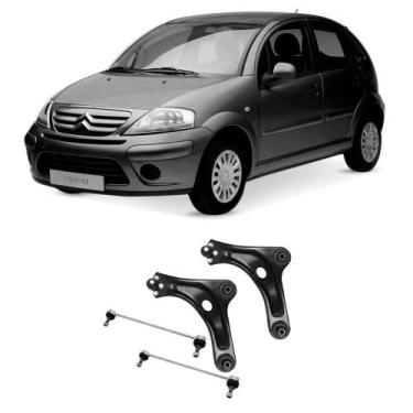Imagem de Bandeja + Bieleta Citroen C3 Dianteira 2003 Até 2012 O Par - Skyll Com