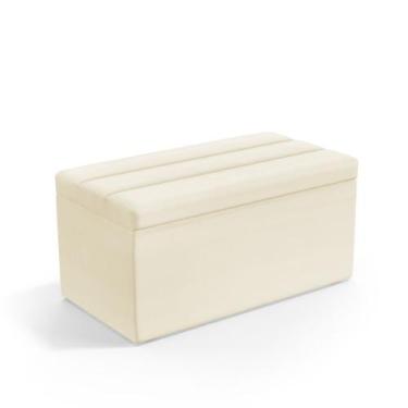 Imagem de Calçadeira Baú Ursa 90 para Cama de Solteiro N-030 Veludo Bege Aradeco