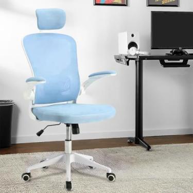 Imagem de Cadeira de escritório ergonômica com estofado de mesh (Azul)