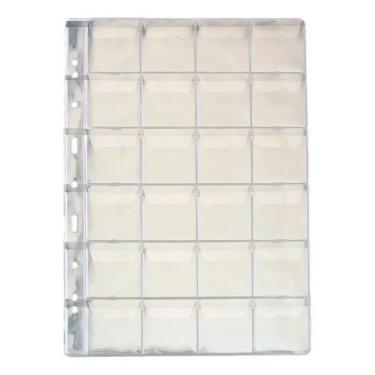 Imagem de 10 Folha Plastico Moedas 24 Divisões Furo Universal Com Aba - Ljl.Etc