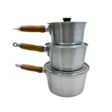 Imagem de Conjunto Panelas Pequenas Alumínio Reforçado 3 Peças - Alumínio Forte 