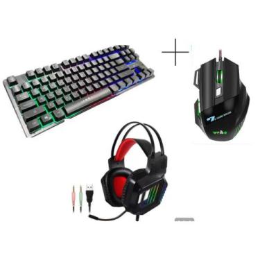 Imagem de Teclado Game Mouse Headset RGB kit completo  - AOAS