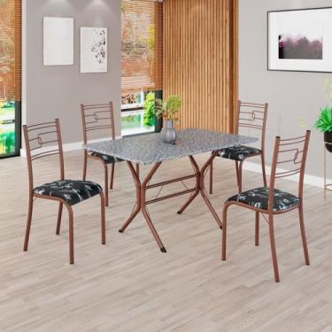 Imagem de Conjunto Sala de Jantar Mesa Retangular 100x60cm Tampo Granito Ocre 4 