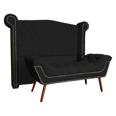 Imagem de Conjunto Sienna Cabeceira e Recamier King 195 Cm Corano Preto - LM DEC