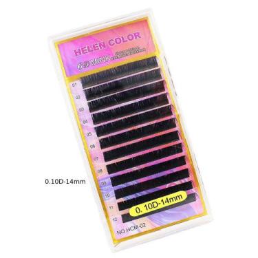 Imagem de Cílios helen color curvatura d postiço extensão 10 modelos,  0.10D-14m
