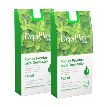 Imagem de 2cx Folhas Prontas Depilação Facial Depilflax Hortelã 24un