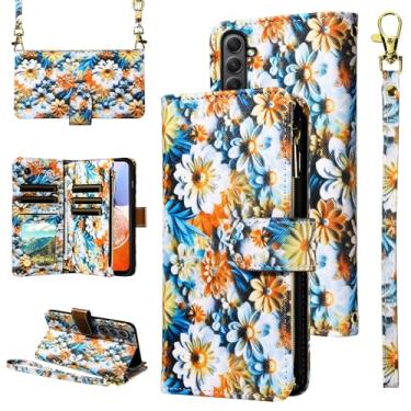 Imagem de Furill Capa carteira para Samsung Galaxy S24 Plus S24+ 5G com alça de pulso, alça de ombro transversal, bolsa de couro com zíper, suporte para cartão de crédito, capa para celular S24plus 24S + P 24