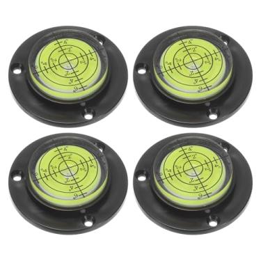 Imagem de HARFINGTON 4 peças de alta precisão horizontal nível de bolha 12 x 49 mm ferramentas de layout de medição de nível de olho de boi redondo para RV TV moldura de pendurar ferramenta nivelador, preto e