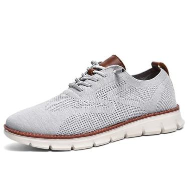 Imagem de Wearbreeze Tênis Oxford masculino casual de negócios – Sapatos sociais leves com cadarço para trabalho, viagens e deslocamento diário, Cinza, 40