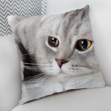 Imagem de Almofada Decorativa Cheia c/ Zíper 40x40 Gatos Cat Felino - Deluzz, Es