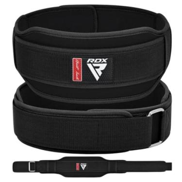 Imagem de RDX RX5 Cinto de halterofilismo para homens e mulheres, cinto de levantamento de peso pesado com enchimento espesso de espuma vinílica acetinada, rolo/fivela de tensão para musculação, levantamento de