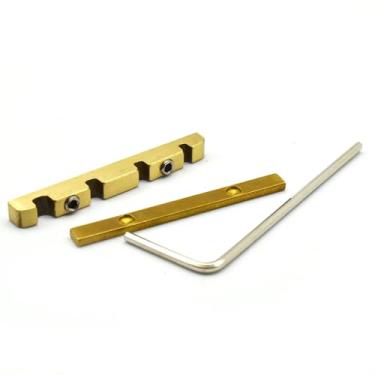 Imagem de SoulDiM Porca de ponte de guitarra ajustável de 38 mm – peças de substituição de regulação de porca de ponte de guitarra Bell Brass para guitarra Gibson Les Paul LP (4 cordas baixo 38 mm ajustável)