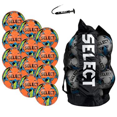 Imagem de SELECT Bola de futebol Club DB V22, pacote com 12 bolas com bolsa de bola esportiva e bomba de mão, laranja/azul/amarelo, tamanho 4