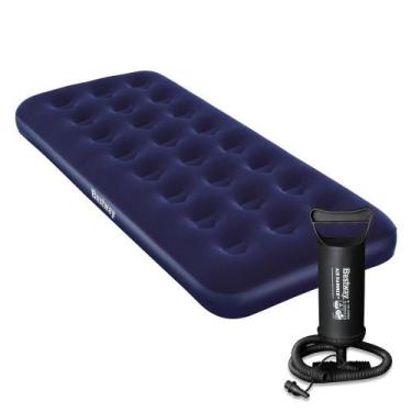 Imagem de Colchão Inflável Solteiro Camping Praia Multiuso + Bomba De Ar - BESTW