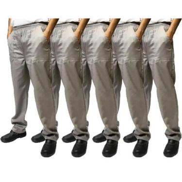 Imagem de 5 Calças para Uniforme em Brim Elástico Inteiro - EQUIVALE, M, Cinza M