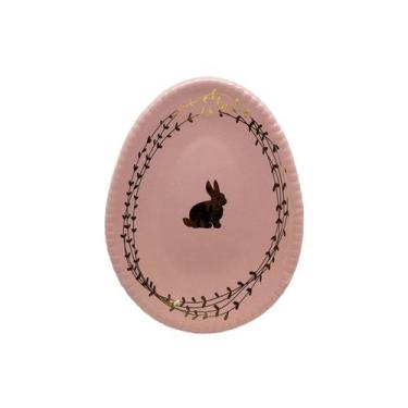 Imagem de Prato Sobremesa Oval Riviera Pastel Rosa 21 x 16cm - Unid. - Luiz Salv