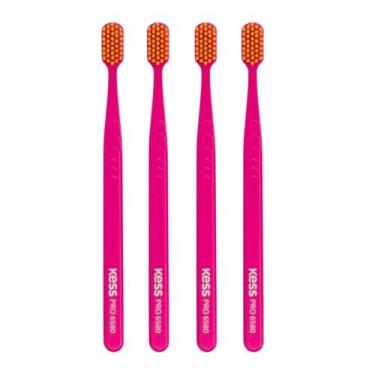 Imagem de Kit Escova Dental Extra Macia Kess Pro Pocket Belliz Rosa C/4 - BELLIZ