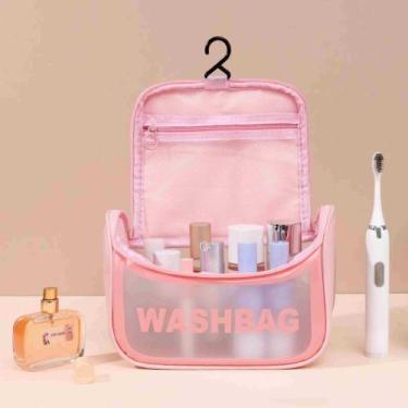 Imagem de Necessaire de Maquiagem Cosmético PVC Impermeável com Gancho para Viag