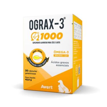 Imagem de Suplemento Avert Ograx-3 1000mg 30 Cápsulas para Cães e Gatos com 30 c