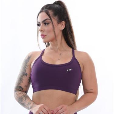 Imagem de Top Alta Sustentação Academia Fitness Treino Violeta - ElementFit, GG 