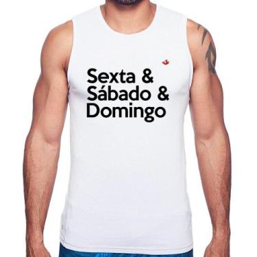 Imagem de Regata Sexta & Sábado & Domingo - Foca na Moda, Branco, G