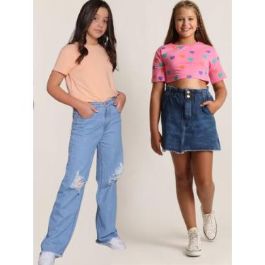 Imagem de bermuda menina saia e calça wide leg - Dantary, 14, Jeans