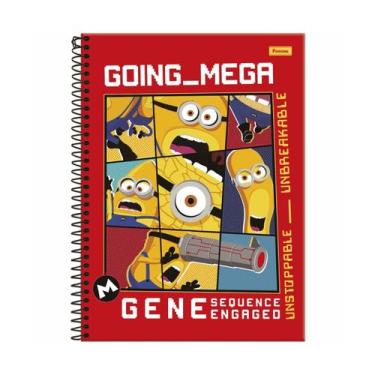 Imagem de Caderno Minions Espiral Capa Dura 1 Matéria 80F Escolar, Vermelho