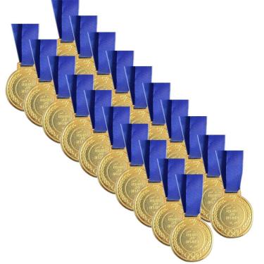 Imagem de Kit 30 Medalhas Mini Honra Ao Mérito De Metal 2,9cm Jogos Ouro