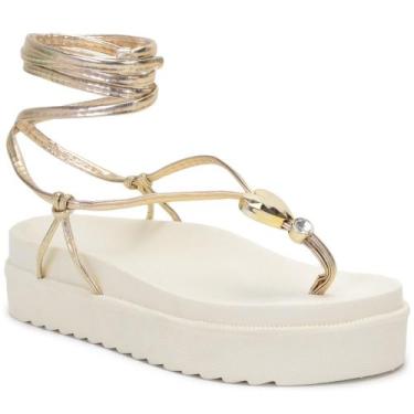 Imagem de Sandália Feminina Papete De Amarrar Sola Alta Off White - Zafrem, 37, 