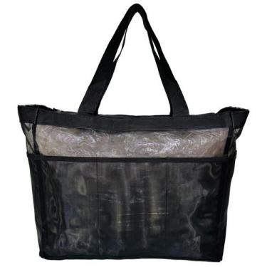 Imagem de Bolsa Feminina de Praia Preta Grande Piscina Mercado Alça - Lis