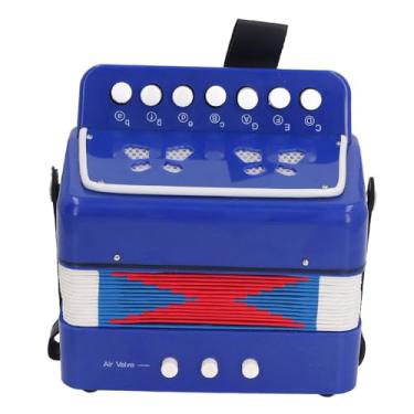 Imagem de Acordeão, 7 Teclas Controle 2 Baixo Iniciantes Botão Acordeão Crianças Instrumento Musical Educacional (Azul)