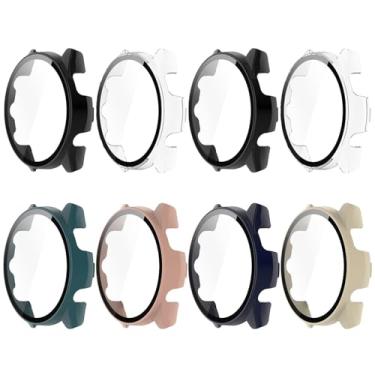 Imagem de HXFRTYU Pacote com 8 capas para Garmin Forerunner 165/165 Music Smartwatch protetor de tela, capa de vidro temperado de policarbonato rígido para mulheres e homens